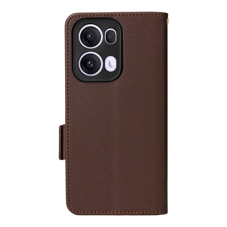 For Oppo Reno13 Pro 5G Case with Wrist Strap Litchi Texture PU Leather Wallet Phone Cover - Brown