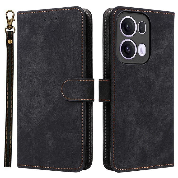 For Oppo Reno13 Pro 5G Wallet Case RFID Blocking PU Leather Cover Stand View - Black