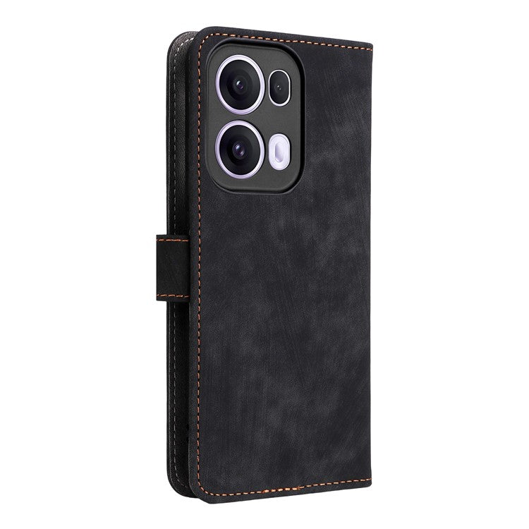 For Oppo Reno13 Pro 5G Wallet Case RFID Blocking PU Leather Cover Stand View - Black