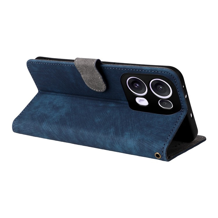 For Oppo Reno13 Pro 5G Wallet Case RFID Blocking PU Leather Cover Stand View - Blue