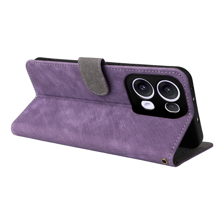 For Oppo Reno13 Pro 5G Wallet Case RFID Blocking PU Leather Cover Stand View - Purple