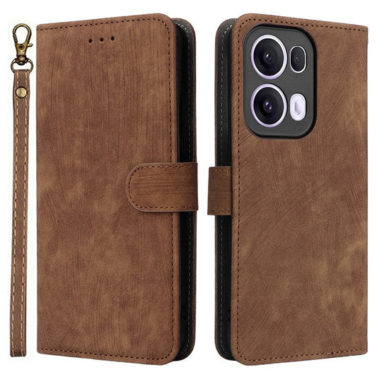 For Oppo Reno13 Pro 5G Wallet Case RFID Blocking PU Leather Cover Stand View - Brown