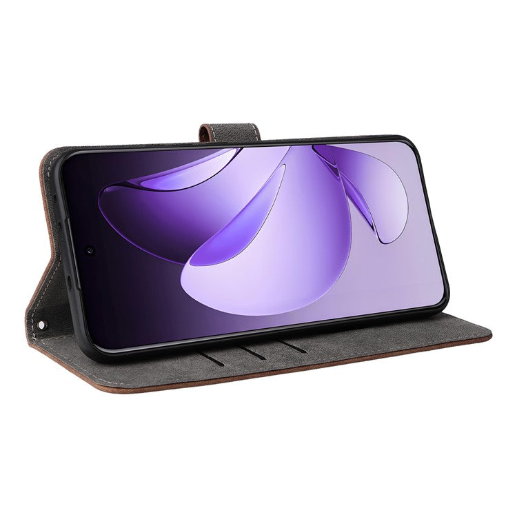 For Oppo Reno13 Pro 5G Wallet Case RFID Blocking PU Leather Cover Stand View - Brown