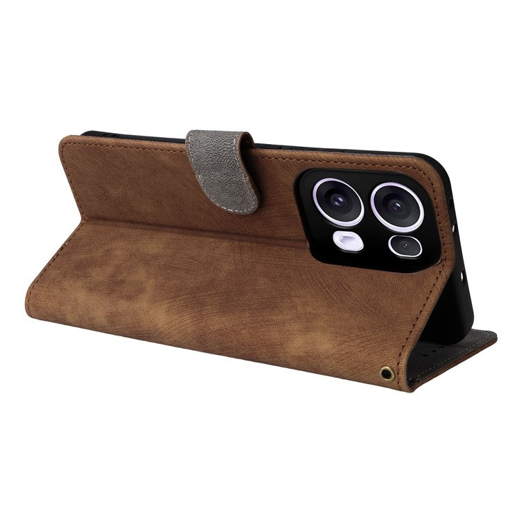 For Oppo Reno13 Pro 5G Wallet Case RFID Blocking PU Leather Cover Stand View - Brown