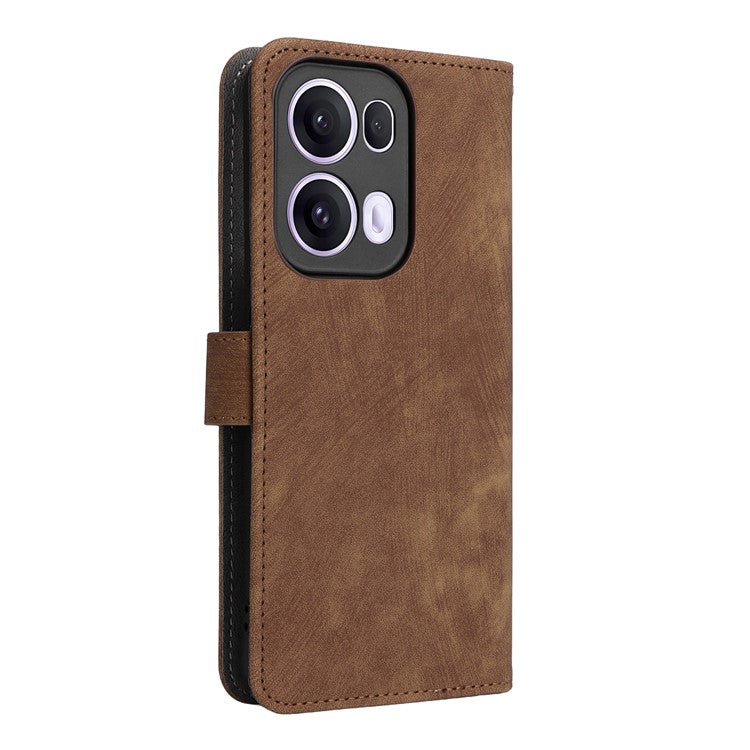 For Oppo Reno13 Pro 5G Wallet Case RFID Blocking PU Leather Cover Stand View - Brown