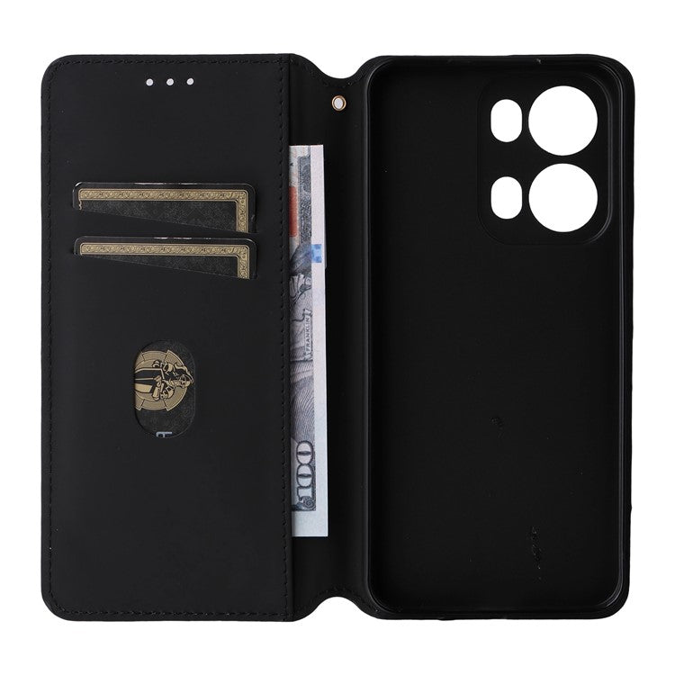 For Oppo Reno13 Pro 5G Wallet Case Rhombus Imprinted Leather Phone Cover - Purple