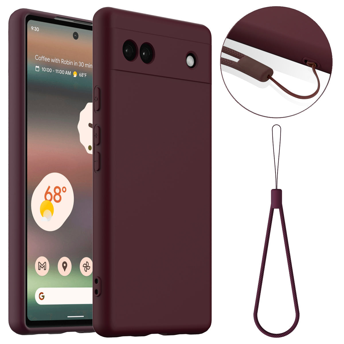 For Google Pixel 6a Case Compatible with MagSafe Anti-Drop Liquid Silicone Phone Cover - Wine Red