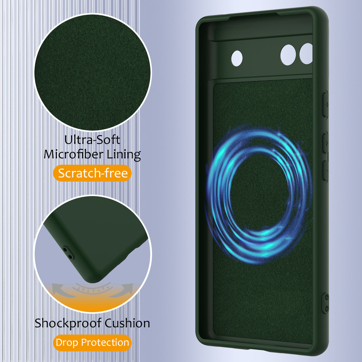 For Google Pixel 6a Case Compatible with MagSafe Anti-Drop Liquid Silicone Phone Cover - Dark Green