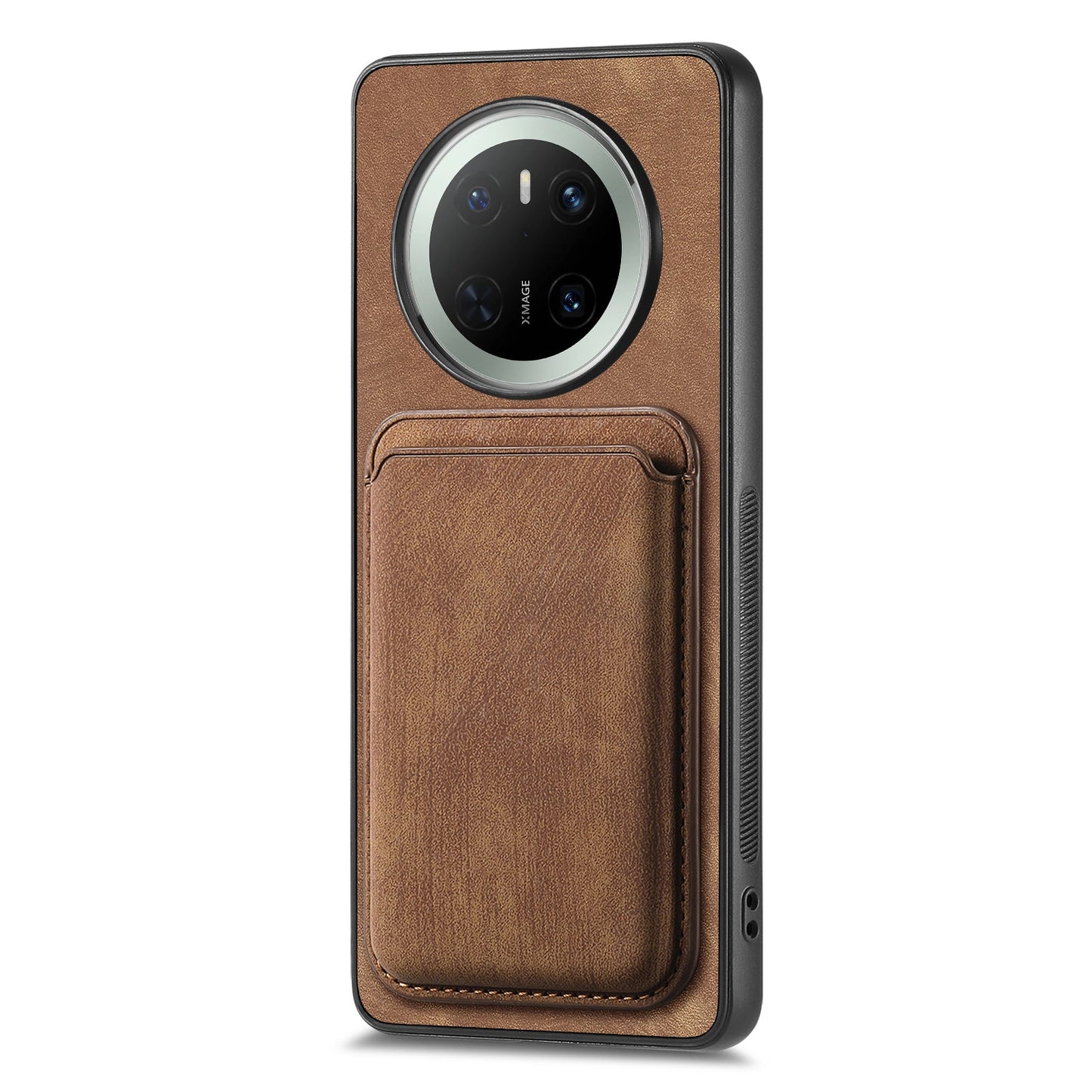 For Huawei Mate 70 Case Retro Leather TPU Phone Back Cover with Detachable Card Slot - Brown
