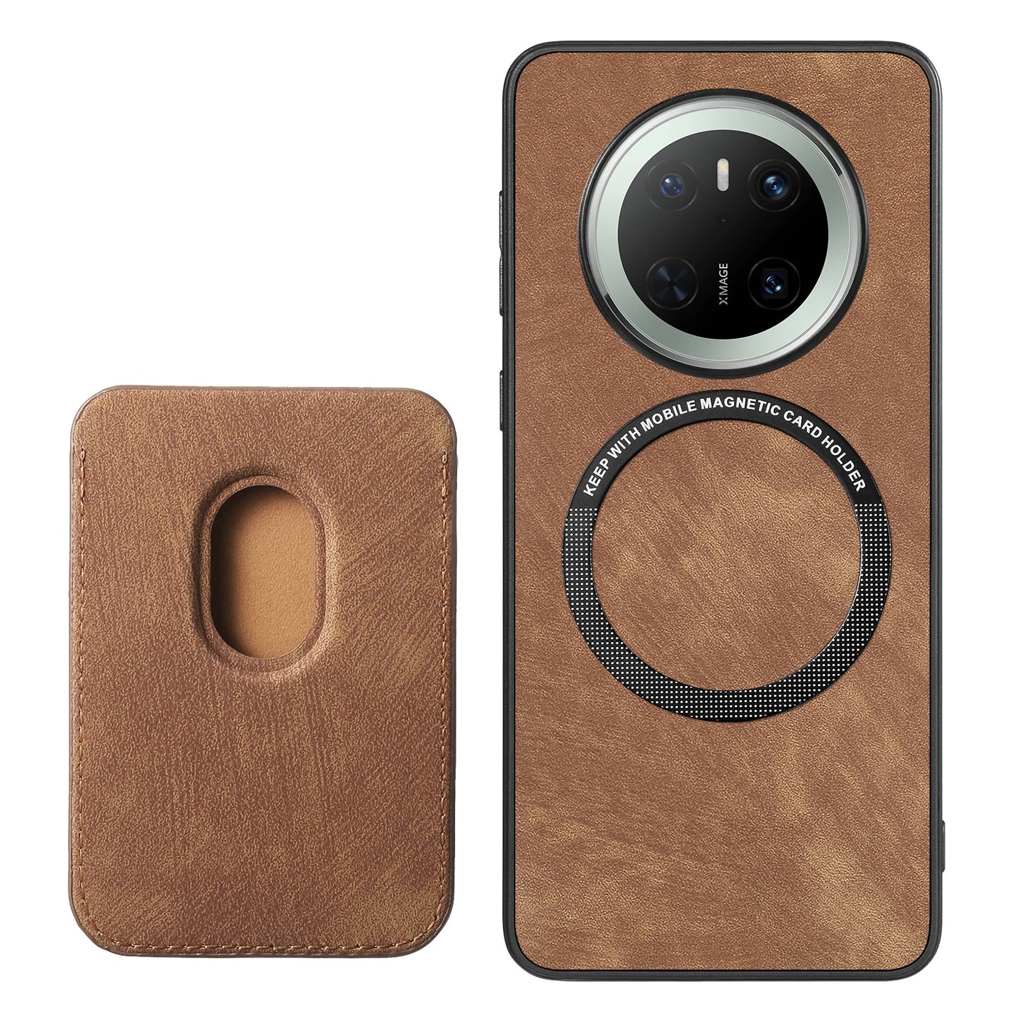 For Huawei Mate 70 Case Retro Leather TPU Phone Back Cover with Detachable Card Slot - Brown