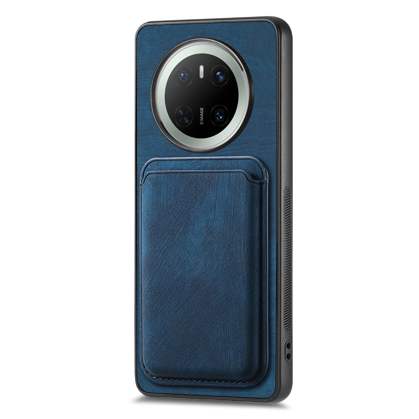 For Huawei Mate 70 Case Retro Leather TPU Phone Back Cover with Detachable Card Slot - Blue