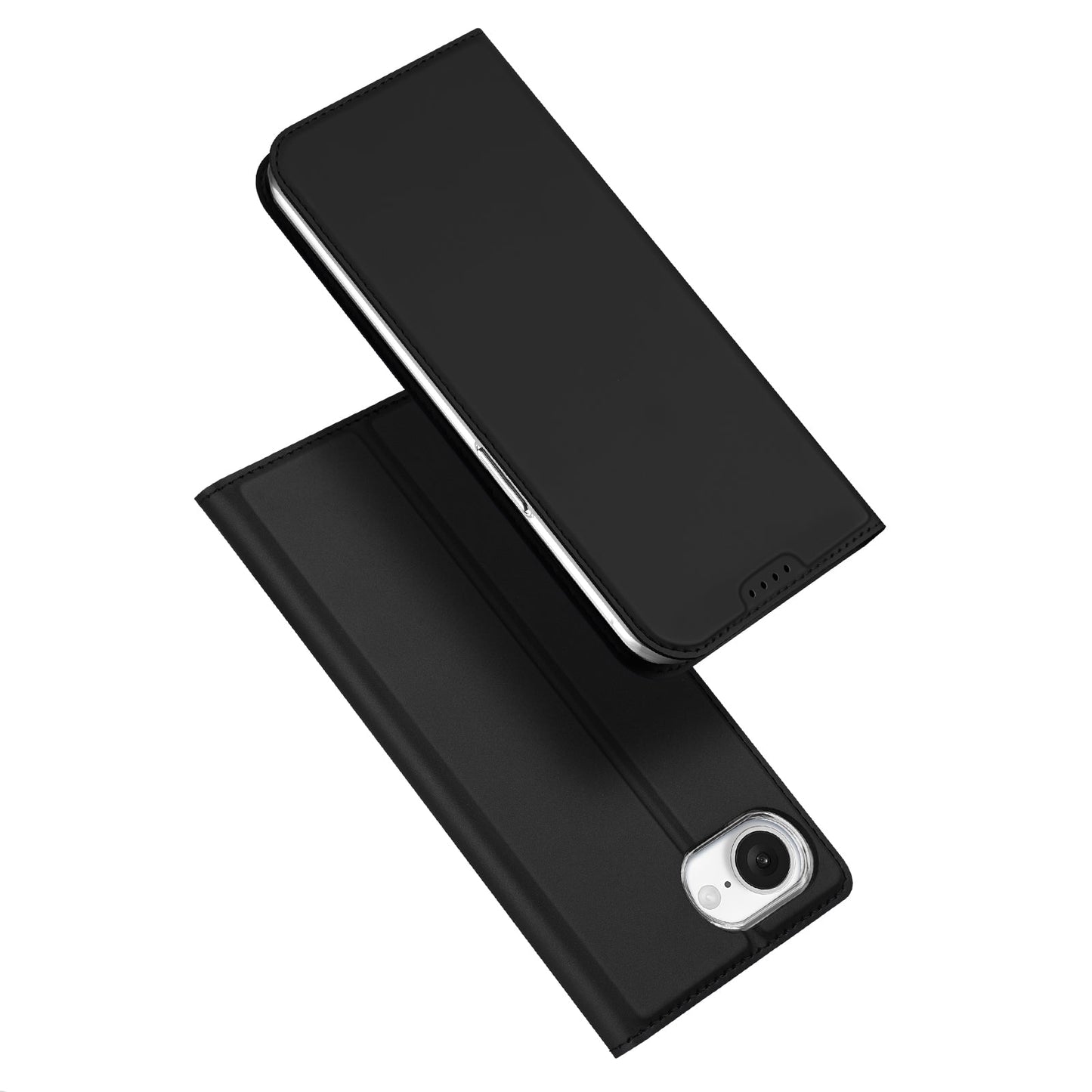 For iPhone 16e Case DUX DUCIS Skin Pro Series Leather Cover Card Holder - Black