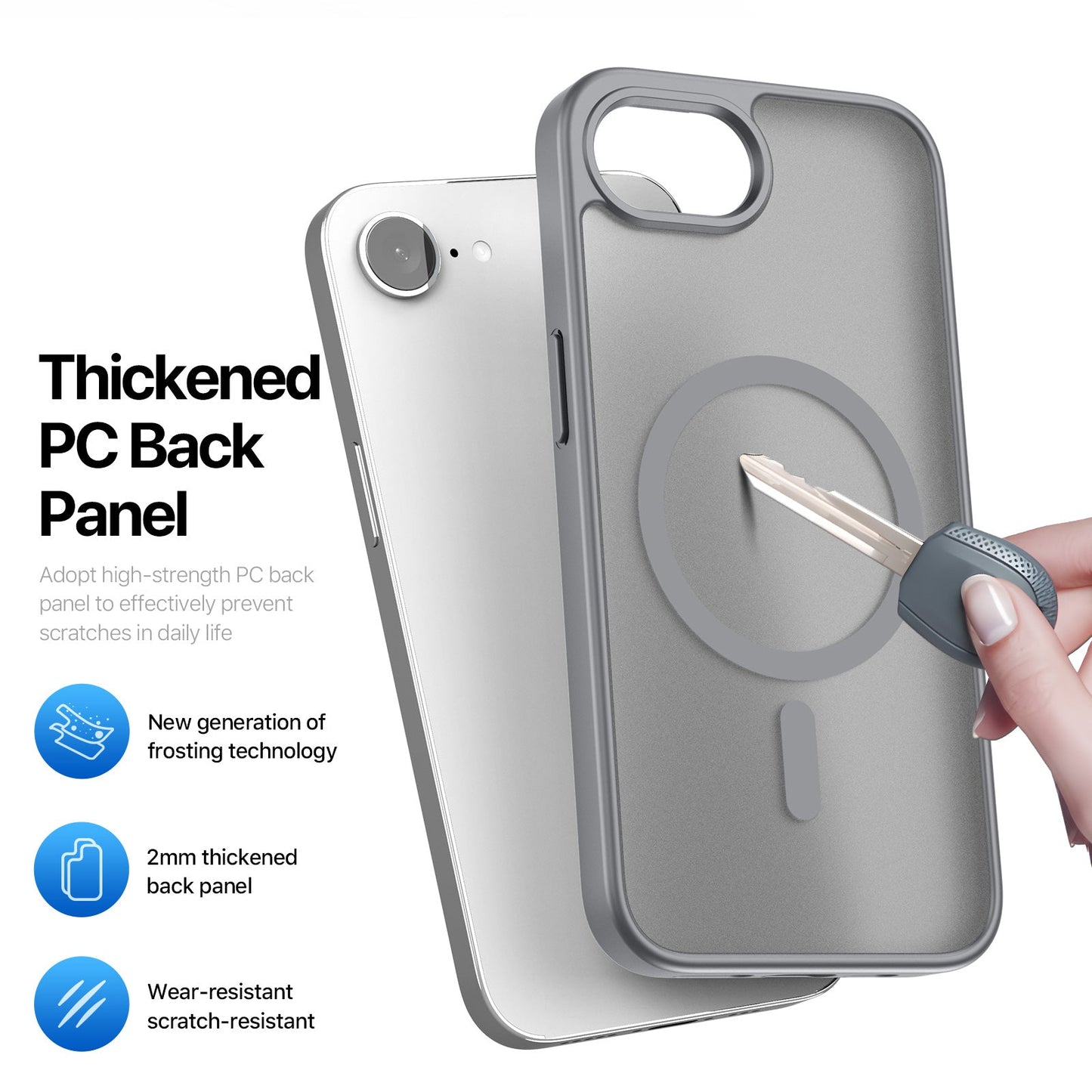 For iPhone 16e Case DUX DUCIS Yind Series Matte Case Compatible with MagSafe PC+TPU Phone Cover - Grey