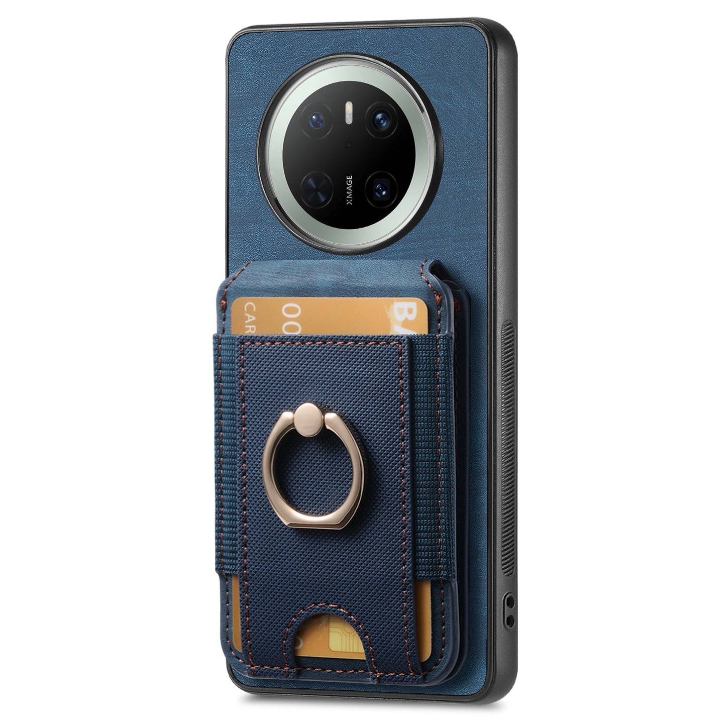 For Huawei Mate 70 Leather Back Cover with Detachable Card Holder Kickstand - Blue