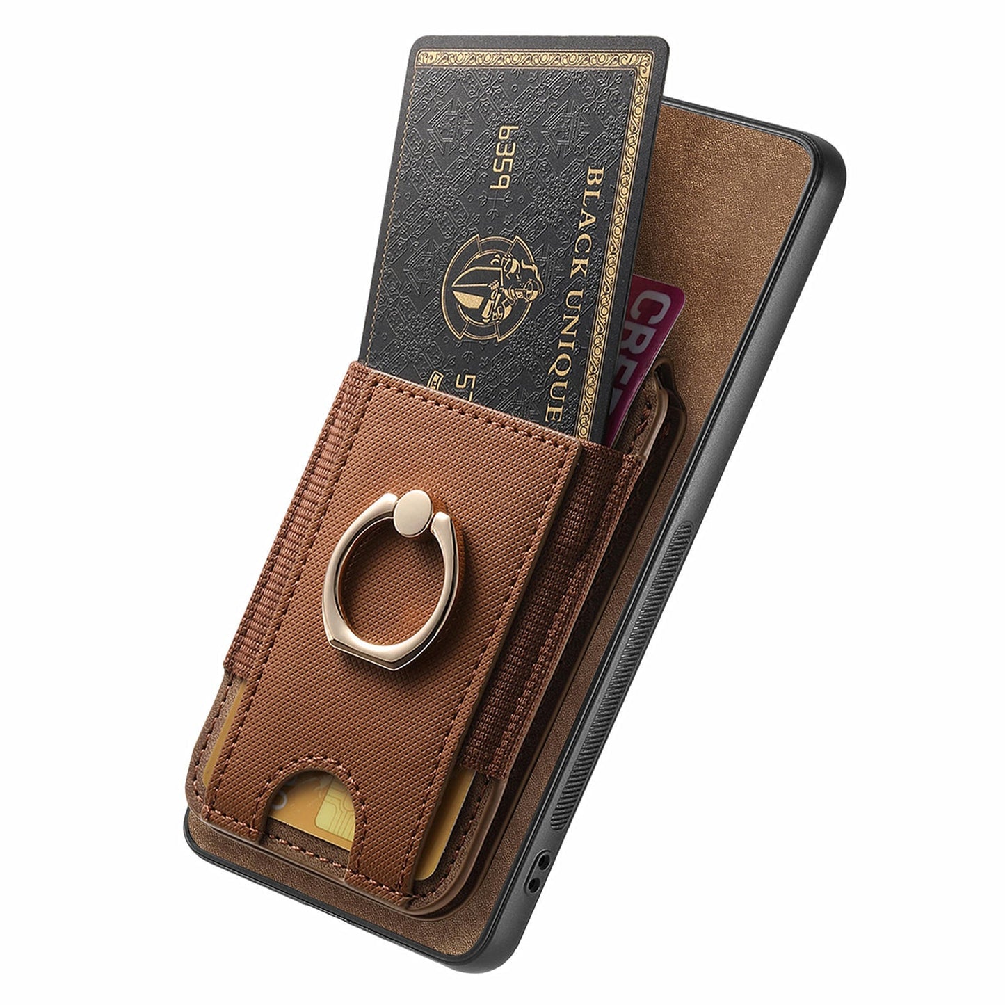 For Huawei Mate 70 Leather Back Cover with Detachable Card Holder Kickstand - Brown
