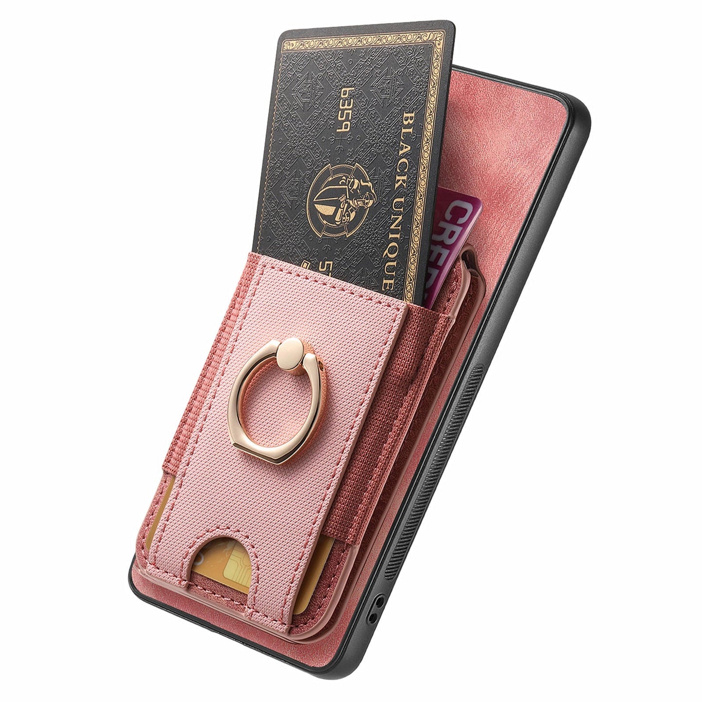 For Huawei Mate 70 Leather Back Cover with Detachable Card Holder Kickstand - Pink