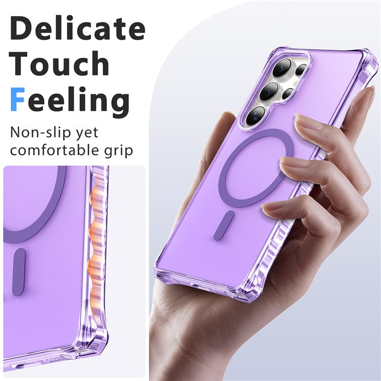 For Samsung Galaxy S24 Ultra Case Compatible with MagSafe Small Wavy Edge PC + TPU Phone Cover - Purple
