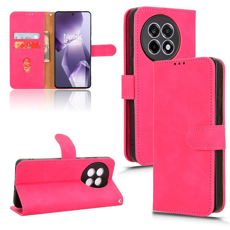 Leather Case For OnePlus 13R 5G / Ace 5 5G / Ace 5 Pro 5G Skin Feel Anti Drop Wallet Flip Phone Cover - Rose