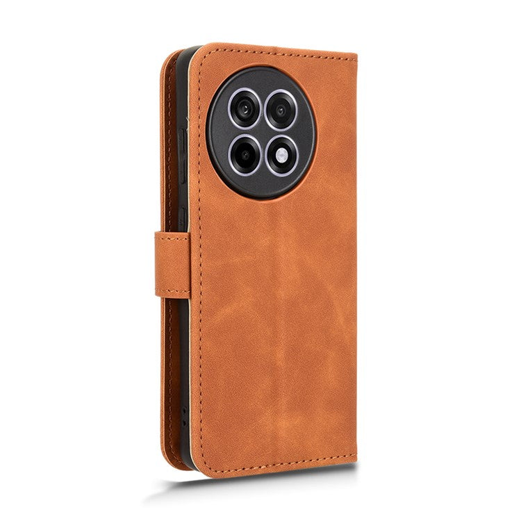 Leather Case For OnePlus 13R 5G / Ace 5 5G / Ace 5 Pro 5G Skin Feel Anti Drop Wallet Flip Phone Cover - Brown
