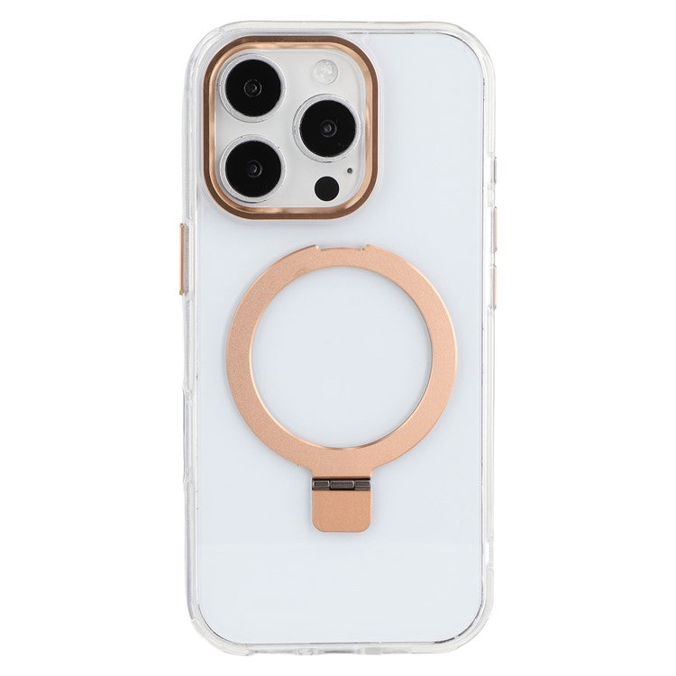 For iPhone 16 Pro Case Compatible with MagSafe Kickstand TPU + PC Clear Phone Cover - Gold