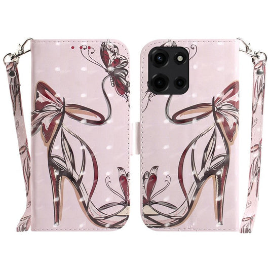 For Motorola Moto G 5G (2025) Case Pattern Printing Leather Wallet Phone Cover - Butterfly High Heels