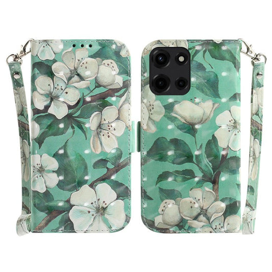 For Motorola Moto G 5G (2025) Case Pattern Printing Leather Wallet Phone Cover - Watercolor Flowers