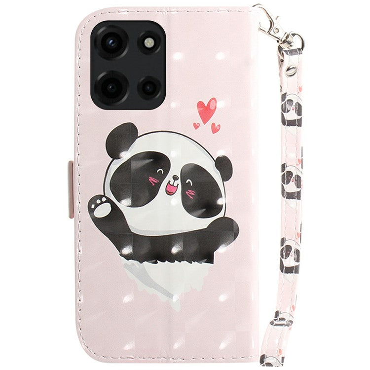 For Motorola Moto G 5G (2025) Case Pattern Printing Leather Wallet Phone Cover - Love Heart Panda