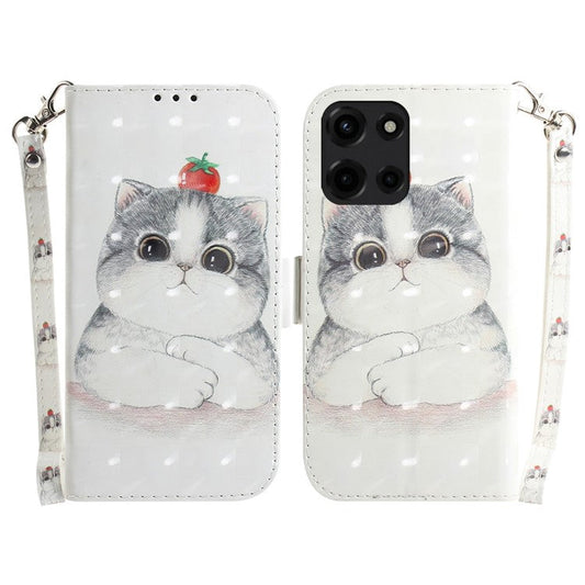 For Motorola Moto G 5G (2025) Case Pattern Printing Leather Wallet Phone Cover - Cute Cat