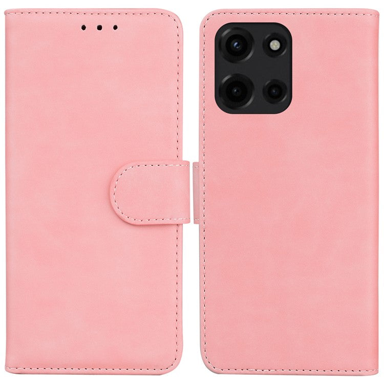 For Motorola Moto G 5G (2025) Case Solid Color Leather Wallet Phone Cover - Pink