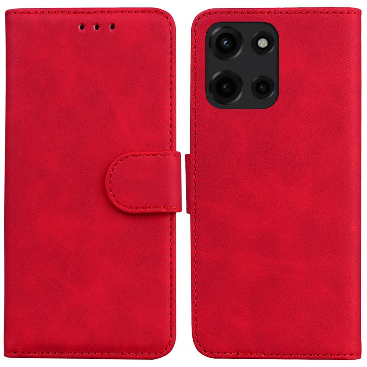 For Motorola Moto G 5G (2025) Case Solid Color Leather Wallet Phone Cover - Red