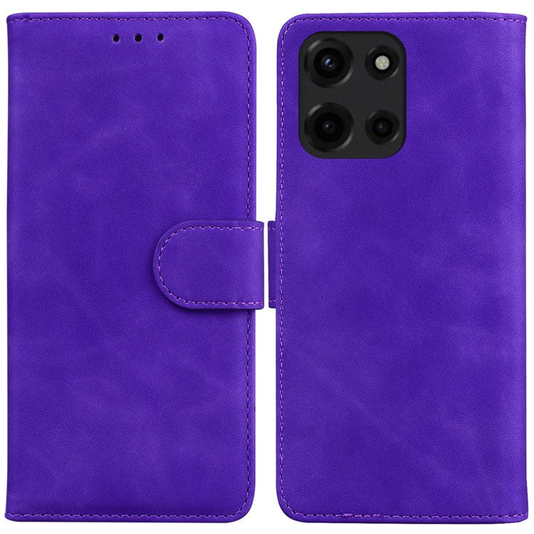 For Motorola Moto G 5G (2025) Case Solid Color Leather Wallet Phone Cover - Purple