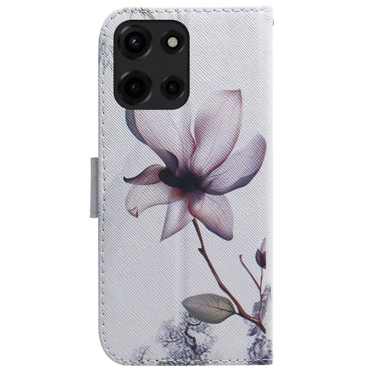 For Motorola Moto G 5G (2025) Wallet Case Pattern Print Leather Phone Cover - Pink Flower