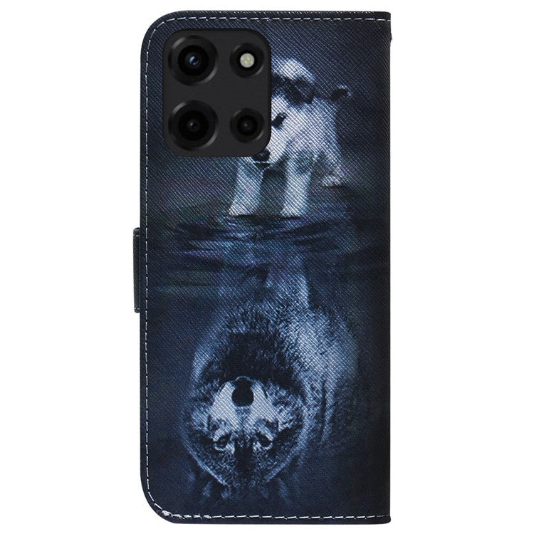 For Motorola Moto G 5G (2025) Wallet Case Pattern Print Leather Phone Cover - Dog and Wolf