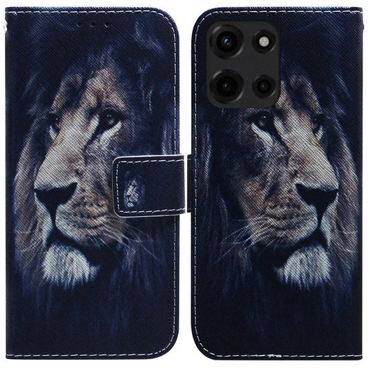 For Motorola Moto G 5G (2025) Wallet Case Pattern Print Leather Phone Cover - Lion