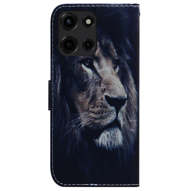 For Motorola Moto G 5G (2025) Wallet Case Pattern Print Leather Phone Cover - Lion