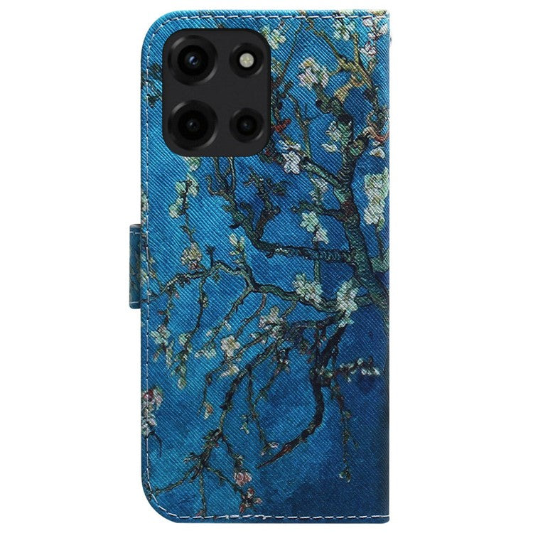 For Motorola Moto G 5G (2025) Wallet Case Pattern Print Leather Phone Cover - Apricot Flowers