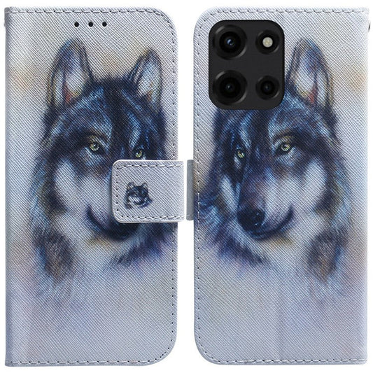 For Motorola Moto G 5G (2025) Wallet Case Pattern Print Leather Phone Cover - Wolf