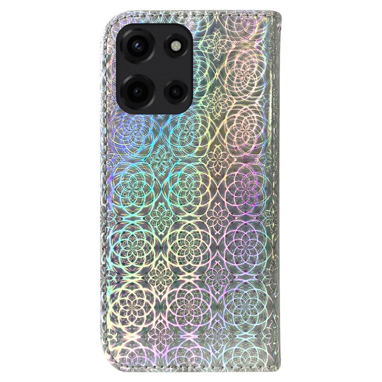For Motorola Moto G 5G (2025) Stand Case Dazzling Flower Leather Phone Cover - Grey