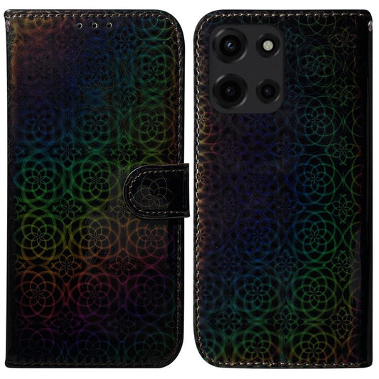 For Motorola Moto G 5G (2025) Stand Case Dazzling Flower Leather Phone Cover - Black