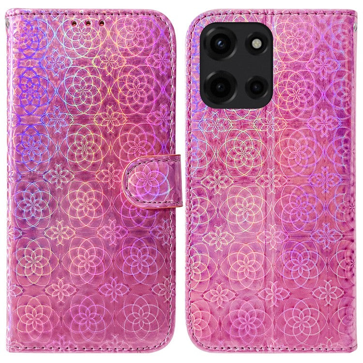 For Motorola Moto G 5G (2025) Stand Case Dazzling Flower Leather Phone Cover - Pink