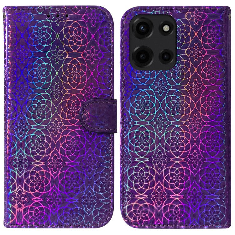 For Motorola Moto G 5G (2025) Stand Case Dazzling Flower Leather Phone Cover - Purple