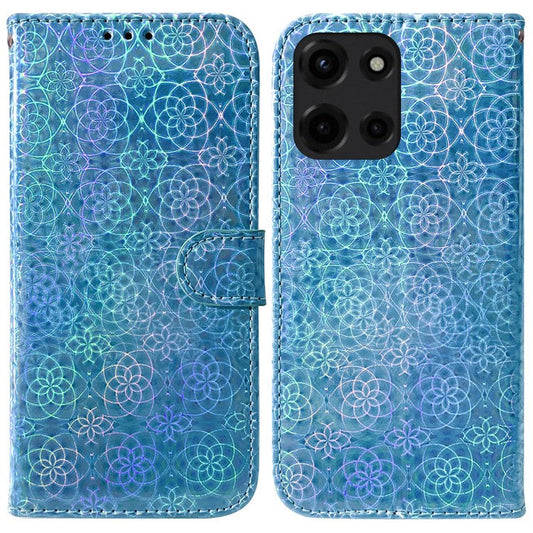 For Motorola Moto G 5G (2025) Stand Case Dazzling Flower Leather Phone Cover - Blue