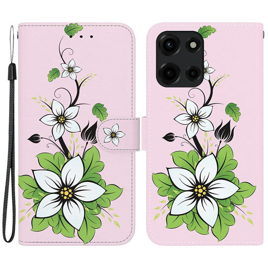 For Motorola Moto G 5G (2025) Wallet Phone Case Anti-Drop Leather Flip Cover Pattern Printing - Lily