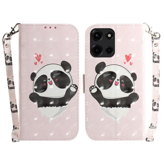 For Motorola Moto G Power (2025) Case Pattern Printing Leather Wallet Phone Cover - Love Heart Panda