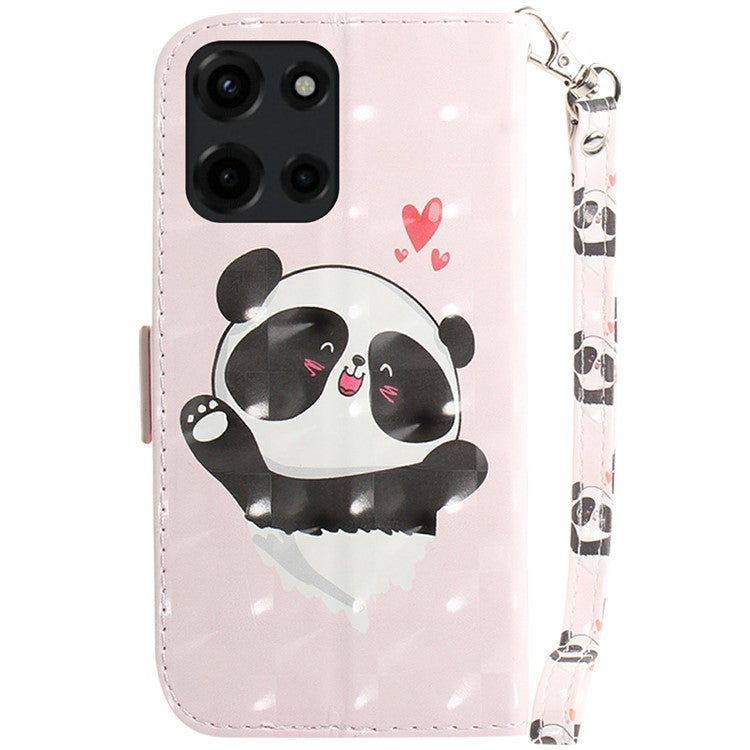 For Motorola Moto G Power (2025) Case Pattern Printing Leather Wallet Phone Cover - Love Heart Panda
