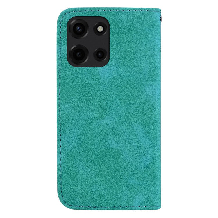 For Motorola Moto G Power (2025) Stand Case 7-Shaped Pattern Imprint Leather Phone Cover - Green