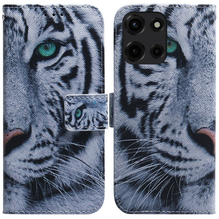 For Motorola Moto G Power (2025) Wallet Case Pattern Print Leather Phone Cover - Tiger