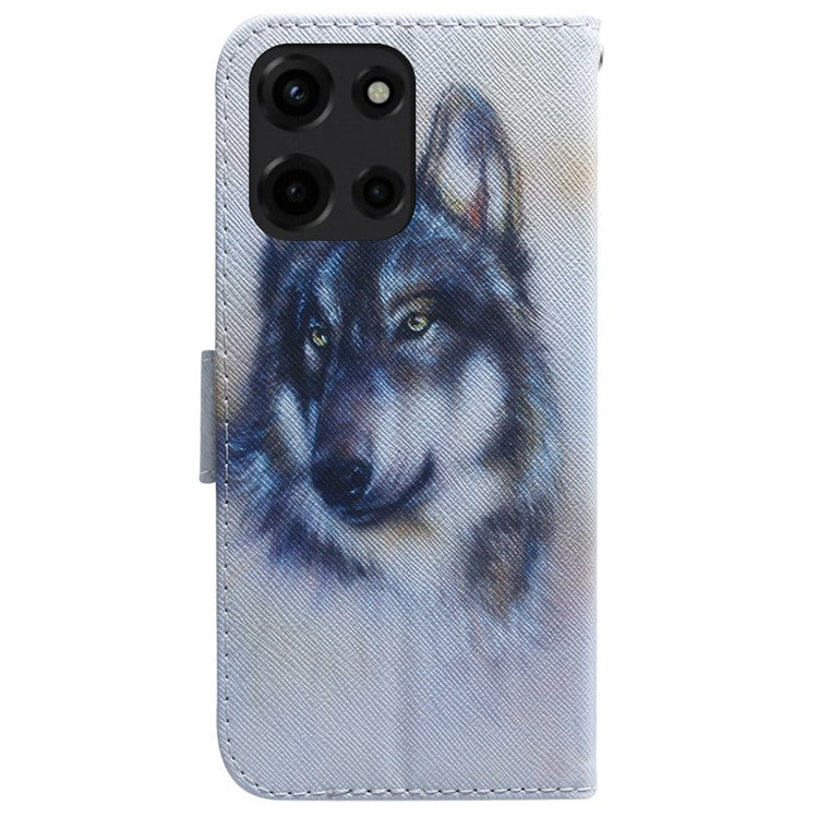 For Motorola Moto G Power (2025) Wallet Case Pattern Print Leather Phone Cover - Wolf