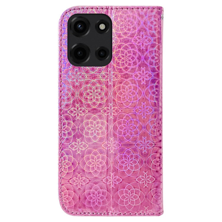 For Motorola Moto G Power (2025) Stand Case Dazzling Flower Leather Phone Cover - Pink