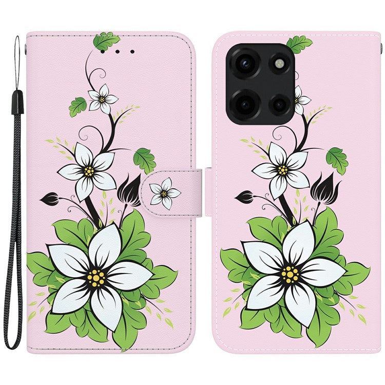 For Motorola Moto G Power (2025) Wallet Phone Case Anti-Drop Leather Flip Cover Pattern Printing - Lily